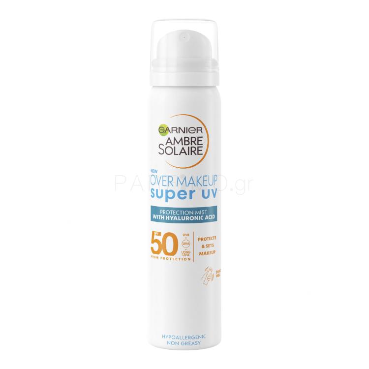 Garnier Ambre Solaire Super UV Over Makeup Protection Mist SPF50 Αντιηλιακό προϊόν προσώπου 75 ml