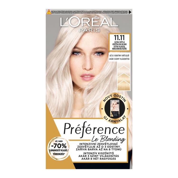 L&#039;Oréal Paris Préférence Le Blonding Βαφή μαλλιών για γυναίκες 1 τεμ Απόχρωση 11.11 Ultra Light Cold Crystal Blonde