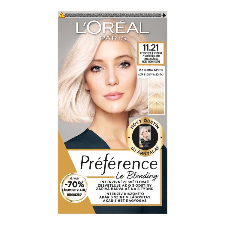 L&#039;Oréal Paris Préférence Le Blonding Βαφή μαλλιών για γυναίκες 1 τεμ Απόχρωση 11.21 Ultra Light Cold Pearl Blonde