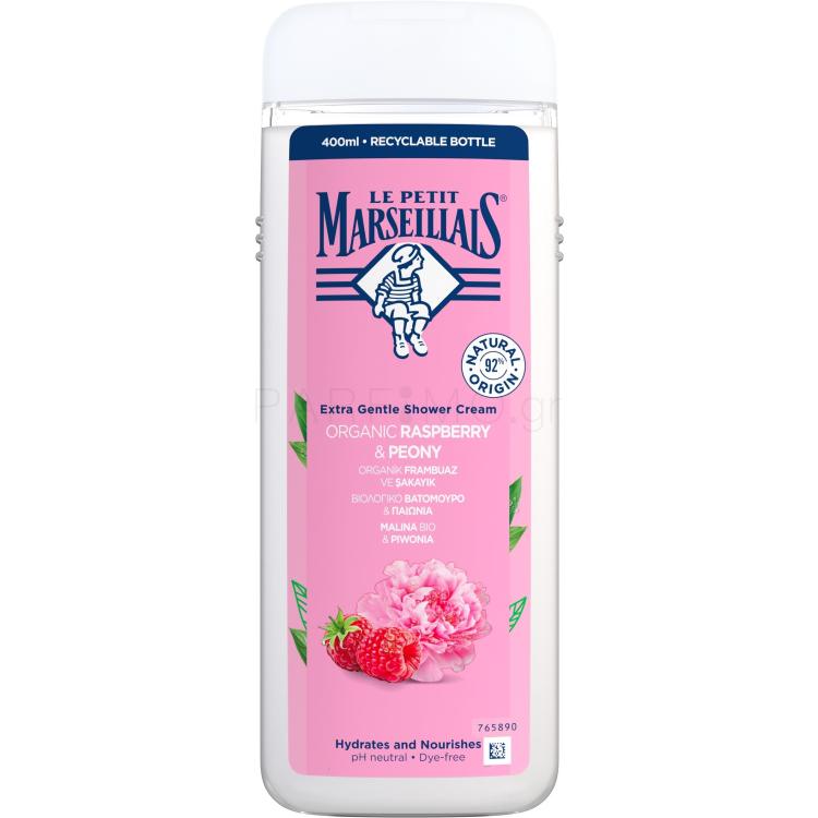 Le Petit Marseillais Extra Gentle Shower Cream Organic Raspberry &amp; Peony Κρέμα ντους 400 ml