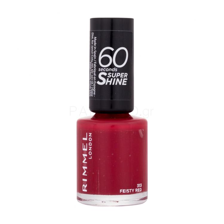 Rimmel London 60 Seconds Super Shine Βερνίκια νυχιών για γυναίκες 8 ml Απόχρωση 313 Feisty Red