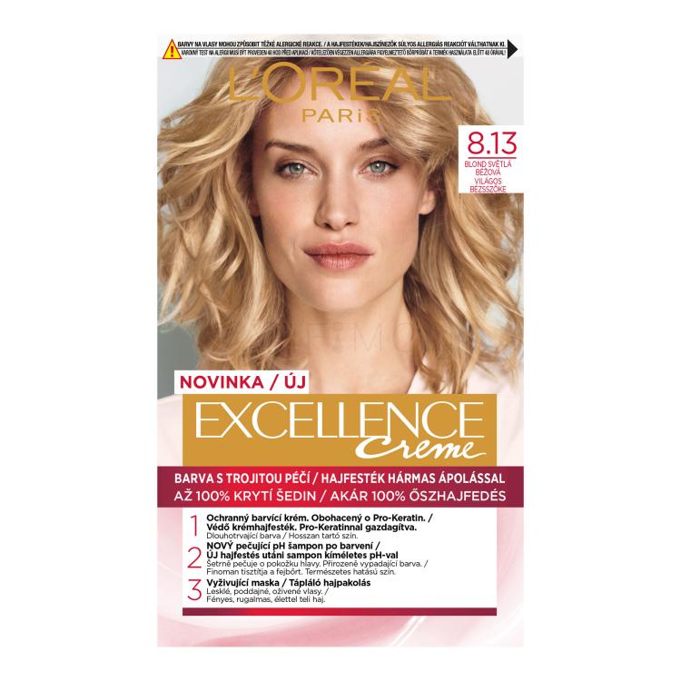 L&#039;Oréal Paris Excellence Creme Triple Protection Βαφή μαλλιών για γυναίκες 1 τεμ Απόχρωση 8,13 Blond Light Beige