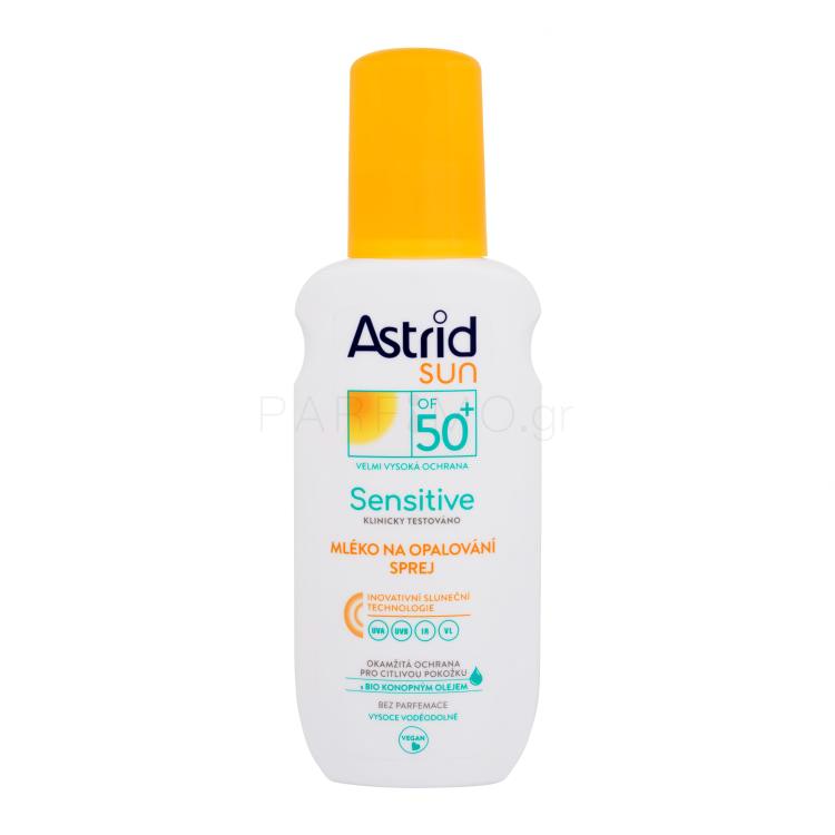 Astrid Sun Sensitive Milk Spray SPF50+ Αντιηλιακό προϊόν για το σώμα 150 ml