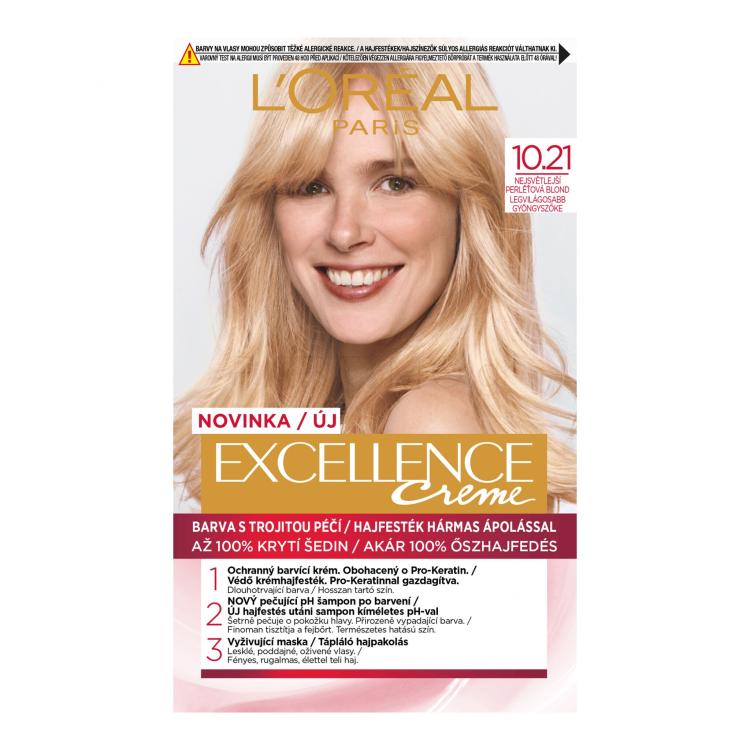 L&#039;Oréal Paris Excellence Creme Triple Protection Βαφή μαλλιών για γυναίκες 48 ml Απόχρωση 10.21 Light Pearl Blonde