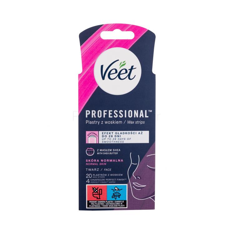 Veet Professional Wax Strips Face Normal Skin Προϊόν αποτρίχωσης για γυναίκες 20 τεμ