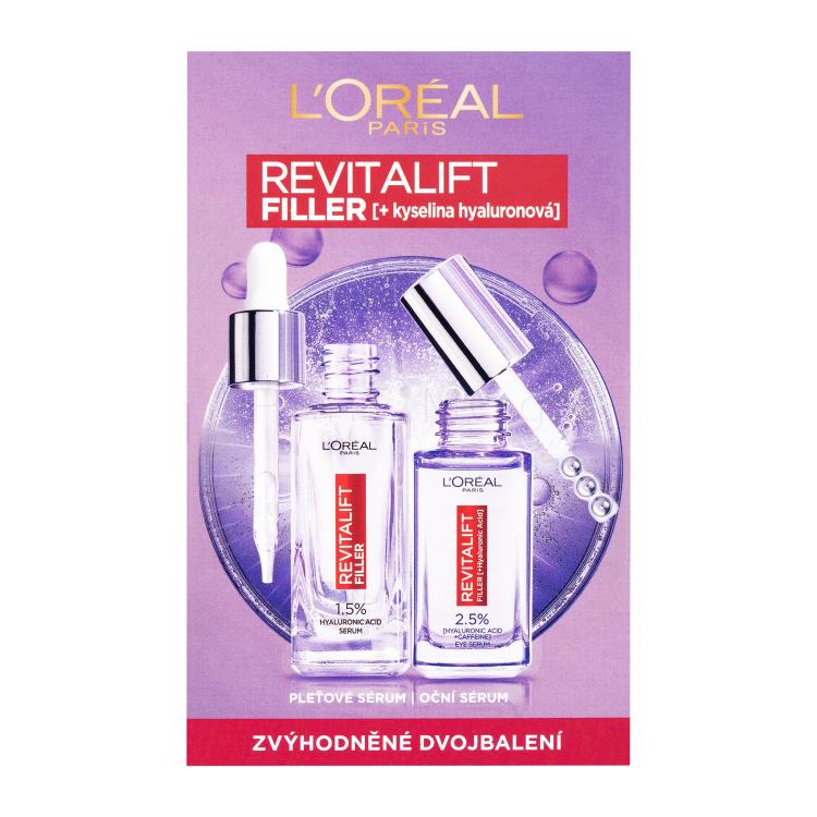 L&#039;Oréal Paris Revitalift Filler HA Σετ δώρου ορός προσώπου Revitalift Filler HA 1,5% 30 ml + ορός ματιών Revitalift Filler HA 2,5% 20 ml