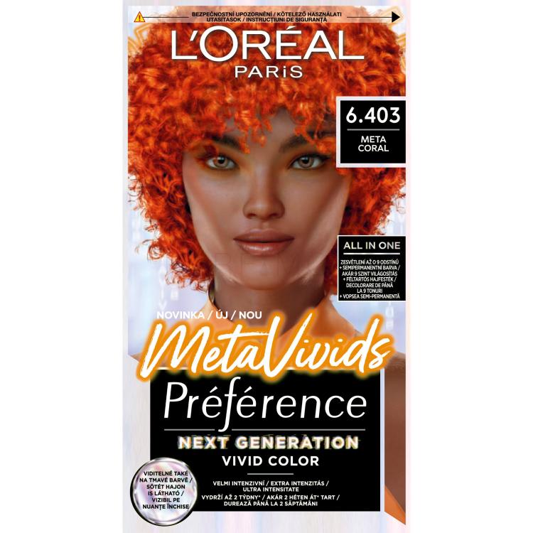 L&#039;Oréal Paris Préférence Meta Vivids Βαφή μαλλιών για γυναίκες 75 ml Απόχρωση 6.403 Meta Coral