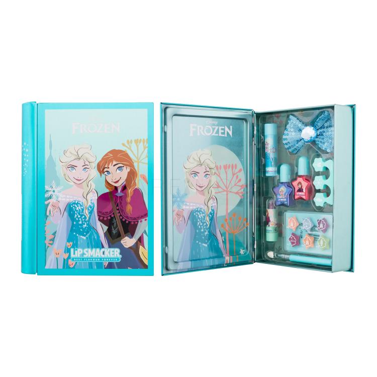Lip Smacker Disney Frozen Magic Book Tin Σετ δώρου βάλσαμο χειλιών 3,4 g + κρέμα λάμψης 6 x 0,25 g + βερνίκι νυχιών 2 x 4,25 ml + κραγιόν 1,25 g + απλικατέρ + κλιπ μαλλιών + διαχωριστικό δαχτύλων + μεταλλικό κουτί