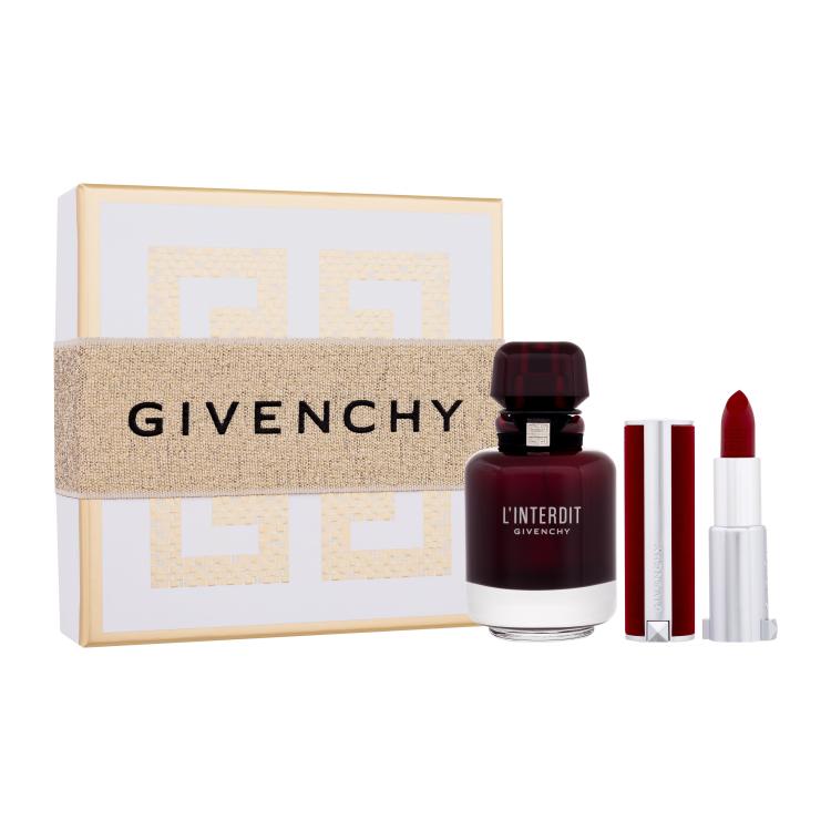 Givenchy L&#039;Interdit Rouge Σετ δώρου EDP 50 ml + κραγιόν Le Rouge Deep Velvet 3,4 g 37 Rouge Grainé