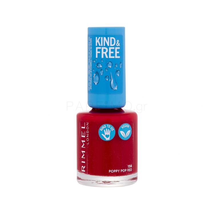 Rimmel London Kind &amp; Free Βερνίκια νυχιών για γυναίκες 8 ml Απόχρωση 156 Poppy Pop Red