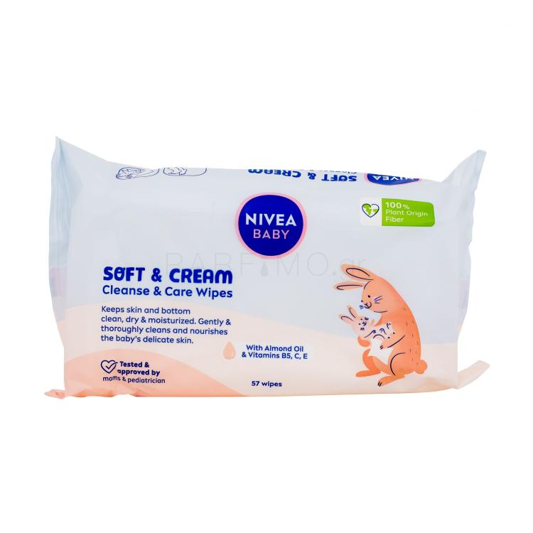 Nivea Baby Soft &amp; Cream Cleanse &amp; Care Wipes Καθαριστικά μαντηλάκια για παιδιά 57 τεμ