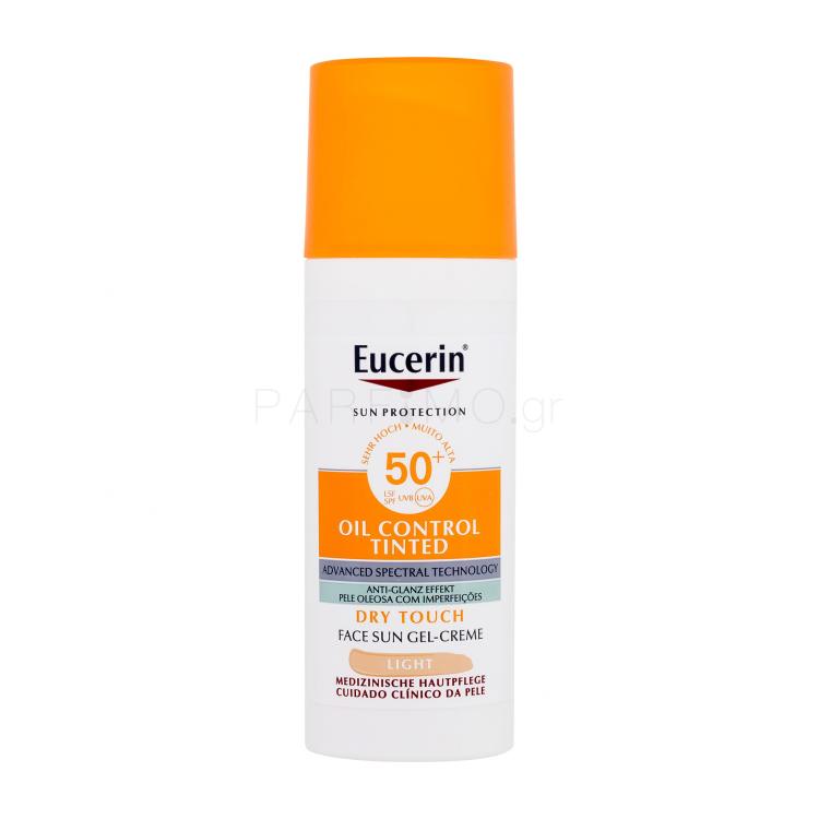 Eucerin Sun Oil Control Tinted Dry Touch Sun Gel-Cream SPF50+ Αντιηλιακό προϊόν προσώπου 50 ml Απόχρωση Light