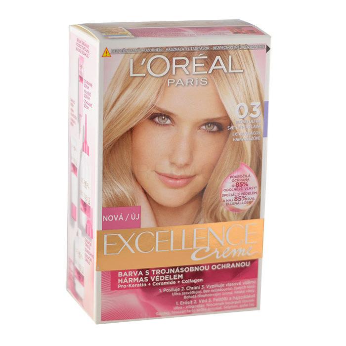 L&#039;Oréal Paris Excellence Creme Triple Protection Βαφή μαλλιών για γυναίκες 1 τεμ Απόχρωση 03 Lightest Natural Ash Blonde ελλατωματική συσκευασία