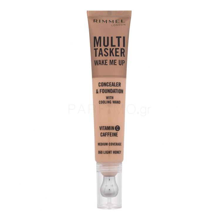 Rimmel London Multi Tasker Wake Me Up Concealer &amp; Foundation Concealer για γυναίκες 20 ml Απόχρωση 060 Light Honey
