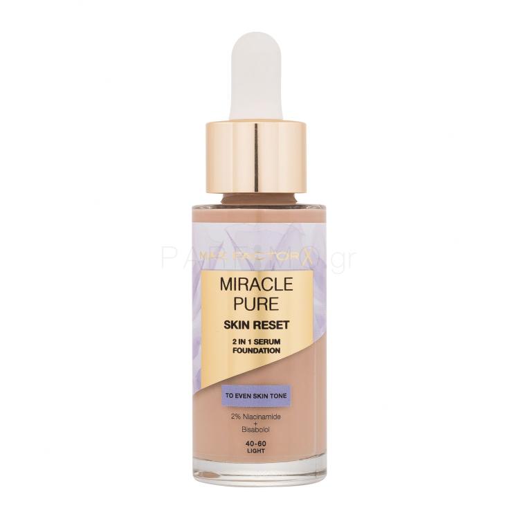 Max Factor Miracle Pure Skin Reset 2in1 Serum Foundation Make up για γυναίκες 30 ml Απόχρωση 40-60 Light