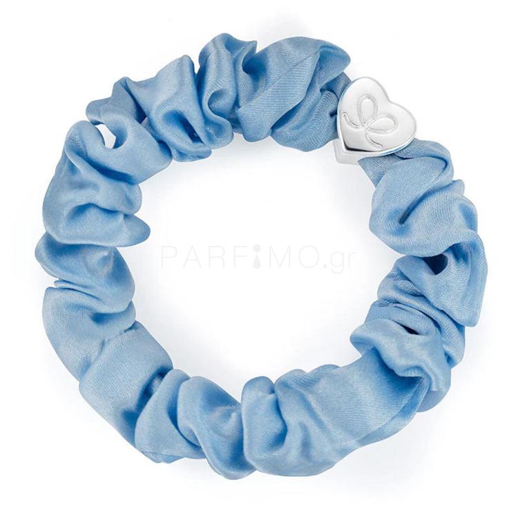 By Eloise London Silk Scrunchie Silver Heart Λαστιχάκι για τα μαλλιά για γυναίκες 1 τεμ Απόχρωση Sky Blue
