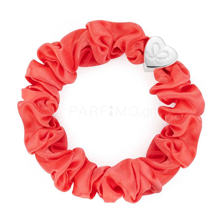 By Eloise London Silk Scrunchie Silver Heart Λαστιχάκι για τα μαλλιά για γυναίκες 1 τεμ Απόχρωση Neon Peach