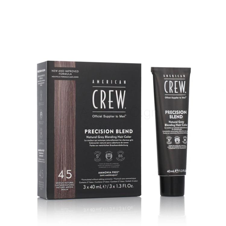 American Crew Precision Blend Natural Grey Blending Hair Color Βαφή μαλλιών για άνδρες 3x40 ml Απόχρωση 4/5 Medium Natural