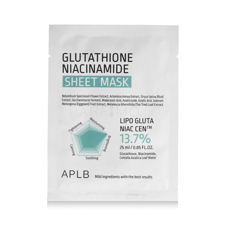 APLB Glutathione Niacinamide Sheet Mask Μάσκα προσώπου 25 ml