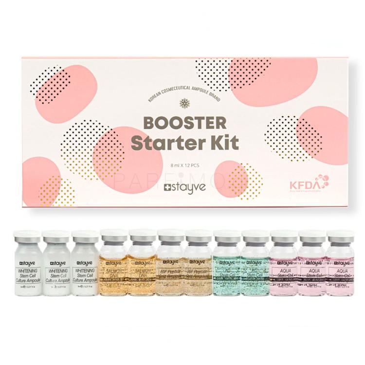 Stayve Booster Starter Kit Σετ δώρου ορός προσώπου Whitening Stem Cell Culture Ampoule 3 x 8 ml + ορός προσώπου Aqua Stem Cell Culture Ampoule 3 x 8 ml + ορός προσώπου EGF Peptide Gold Ampoule 2 x 8 ml + ορός προσώπου Salmon DNA 2 x 8 ml + ορός προσώπου AC Stem Cell 2 x 8 ml