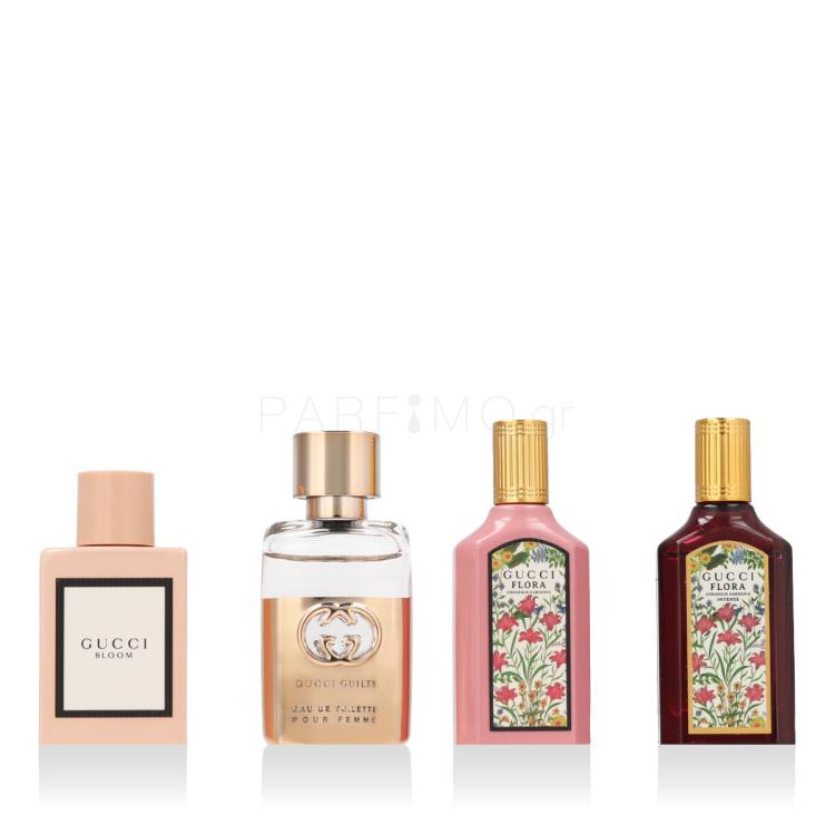 Gucci Mini Set Σετ δώρου EDP Bloom 5 ml + EDP Flora Gorgeous Gardenia 5 ml + EDP Flora Gorgeous Gardenia Intense 5 ml + EDT Guilty Pour Femme 5 ml