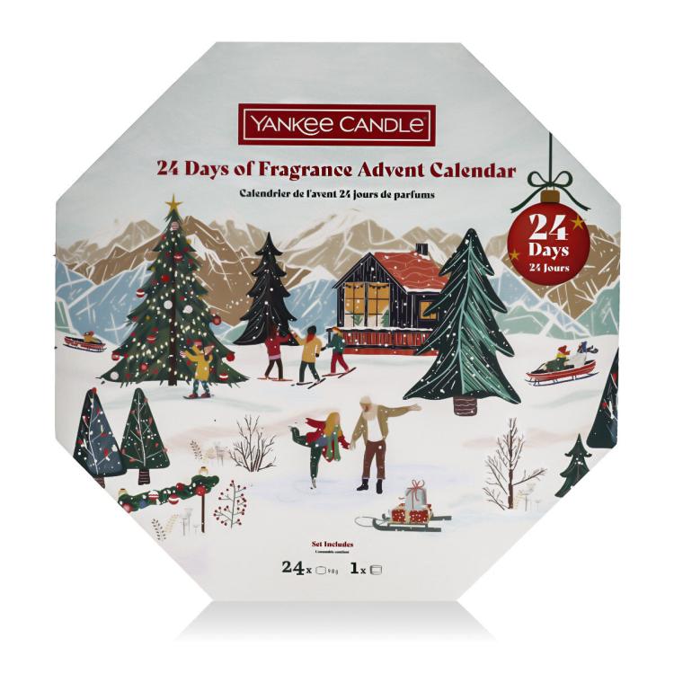Yankee Candle 24 Days of Fragrance Advent Calendar Σετ δώρου ρεσώ 24 x 9,8 g + γυάλινη θήκη ρεσώ