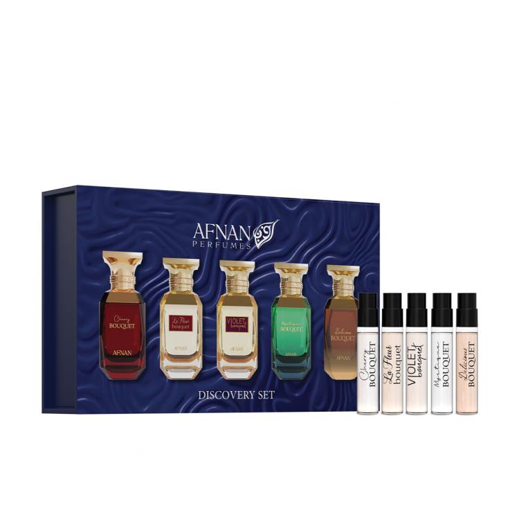 Afnan Discovery Set Bouquet Σετ δώρου EDP Cherry Bouquet 2 ml + EDP La Fleur Bouquet 2 ml + EDP Violet Bouquet 2 ml + EDP Mystique Bouquet 2 ml + EDP Delicious Bouquet 2 ml