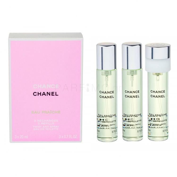Chanel Chance Eau Fraîche Eau de Toilette για γυναίκες Συσκευασία &quot;γεμίσματος&quot; 3x20 ml