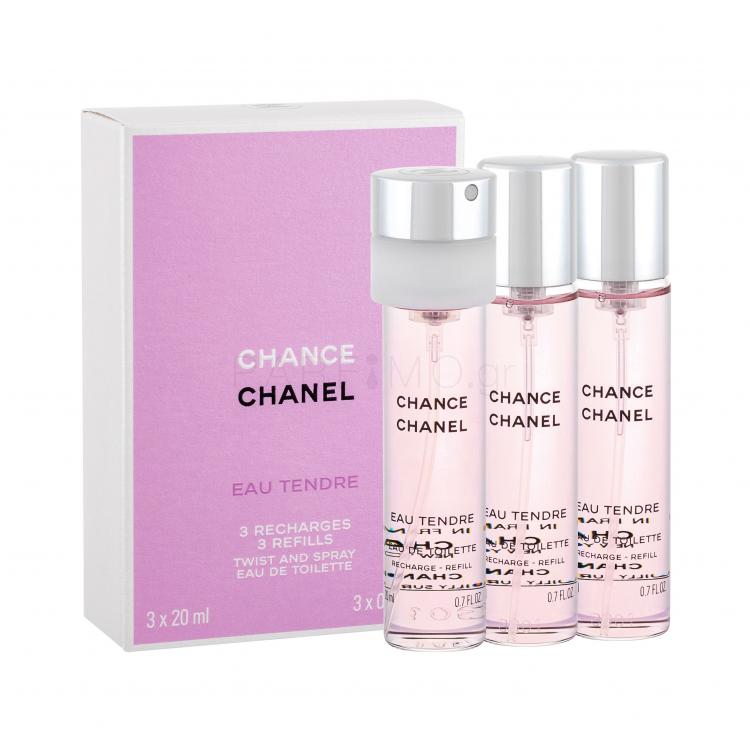 Chanel Chance Eau Tendre 3x 20 ml Eau de Toilette για γυναίκες Συσκευασία &quot;γεμίσματος&quot; 20 ml