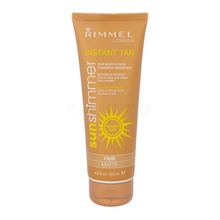 Rimmel London Sun Shimmer Instant Tan Self Tan για γυναίκες 125 ml Απόχρωση Fair Matte