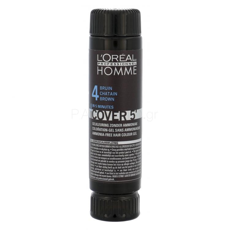 L&#039;Oréal Professionnel Homme Cover 5´ Βαφή μαλλιών για άνδρες 3x50 ml Απόχρωση 4 Medium Brown