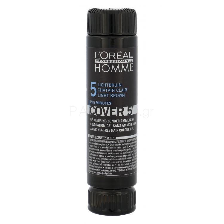 L&#039;Oréal Professionnel Homme Cover 5´ Βαφή μαλλιών για άνδρες 3x50 ml Απόχρωση 5 Light Brown