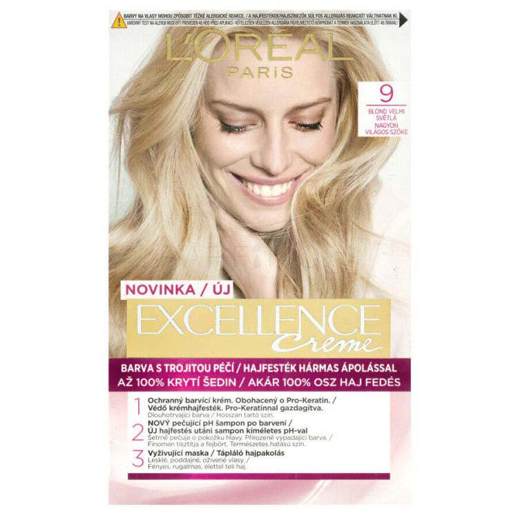 L&#039;Oréal Paris Excellence Creme Triple Protection Βαφή μαλλιών για γυναίκες 48 ml Απόχρωση 9 Natural Light Blonde