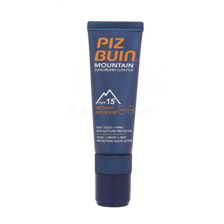 PIZ BUIN Mountain Sun Cream + Lipstick SPF15 Αντιηλιακό προϊόν προσώπου 22,3 ml