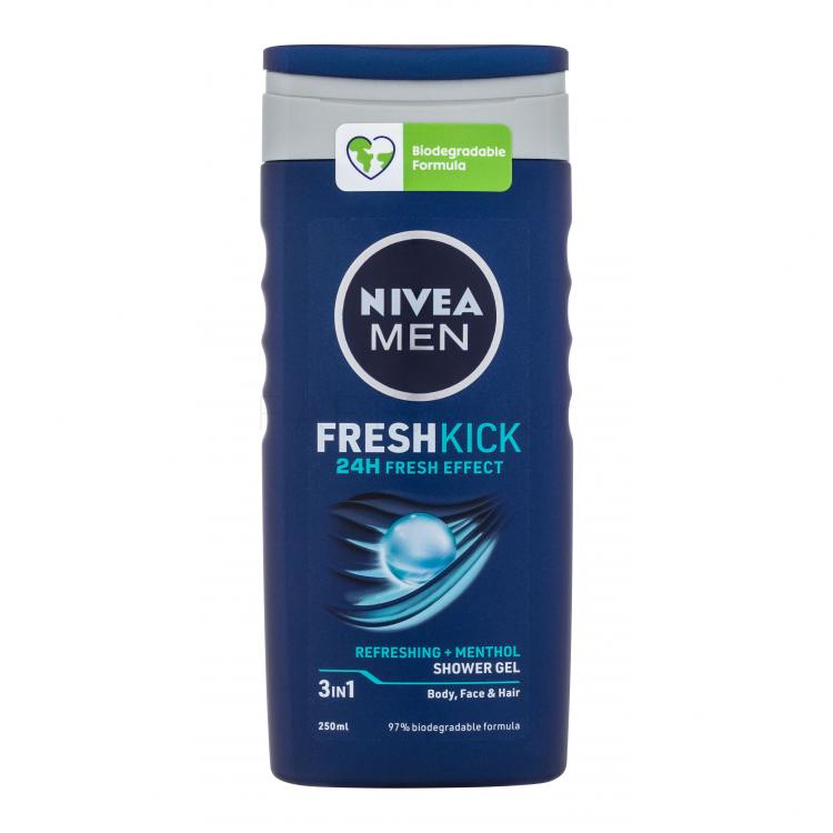 Nivea Men Fresh Kick Shower Gel 3in1 Αφρόλουτρο για άνδρες 250 ml