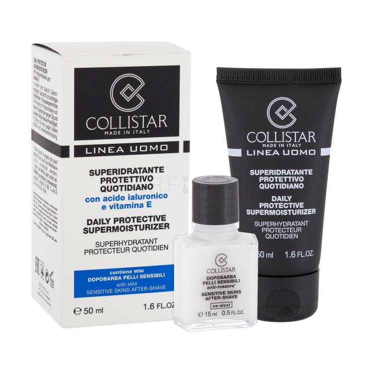 Collistar Men Daily Protective Supermoisturizer Σετ δώρου κρέμα ημέρας προσώπου 50 ml + βάλσαμο για μετά το ξύρισμα Sensitive Skin 15 ml