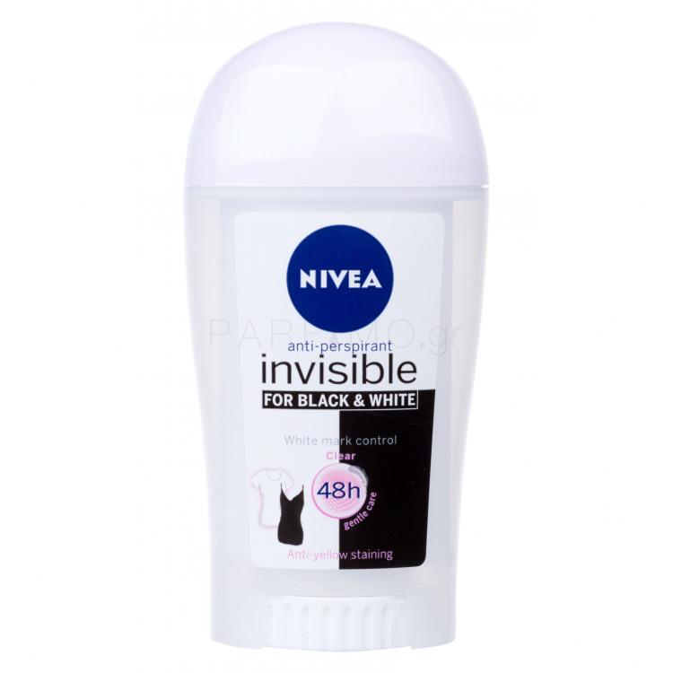 Nivea Black &amp; White Invisible Clear 48h Αντιιδρωτικό για γυναίκες 40 ml