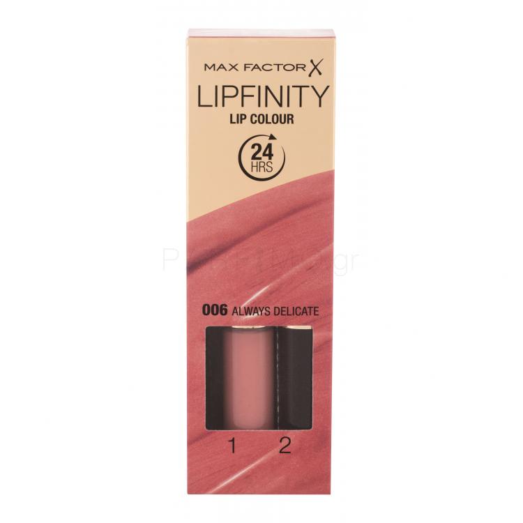 Max Factor Lipfinity Lip Colour Κραγιόν για γυναίκες 4,2 gr Απόχρωση 006 Always Delicate
