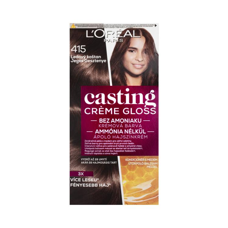 L&#039;Oréal Paris Casting Creme Gloss Βαφή μαλλιών για γυναίκες 48 ml Απόχρωση 415 Iced Chestnut
