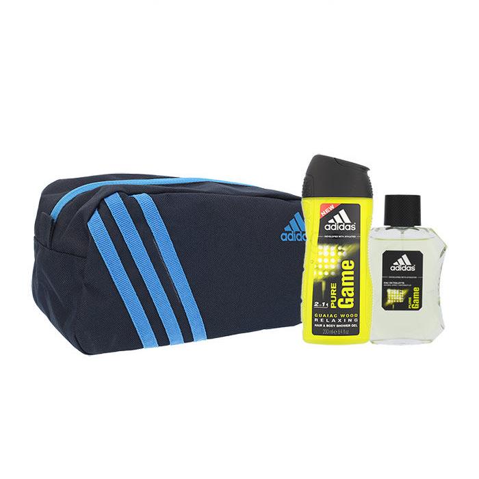 Adidas Pure Game Σετ δώρου EDT 100 ml + αφρόλουτρο 250 ml + καλλυντική τσάντα