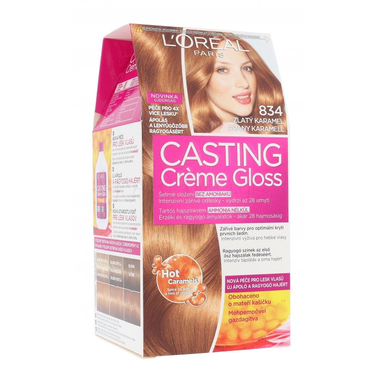 L´Oréal Paris Casting Creme Gloss Βαφή μαλλιών για γυναίκες 48 ml Απόχρωση 834 Hot Caramel