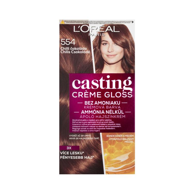 L&#039;Oréal Paris Casting Creme Gloss Βαφή μαλλιών για γυναίκες 48 ml Απόχρωση 554 Chilli Chocolate