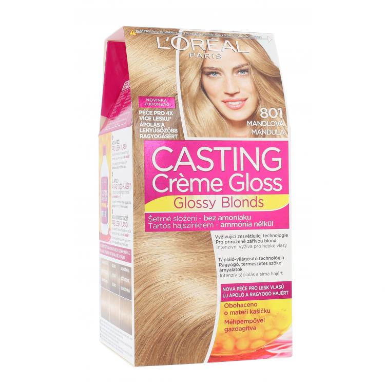 L&#039;Oréal Paris Casting Creme Gloss Glossy Blonds Βαφή μαλλιών για γυναίκες 48 ml Απόχρωση 801 Silky Blonde