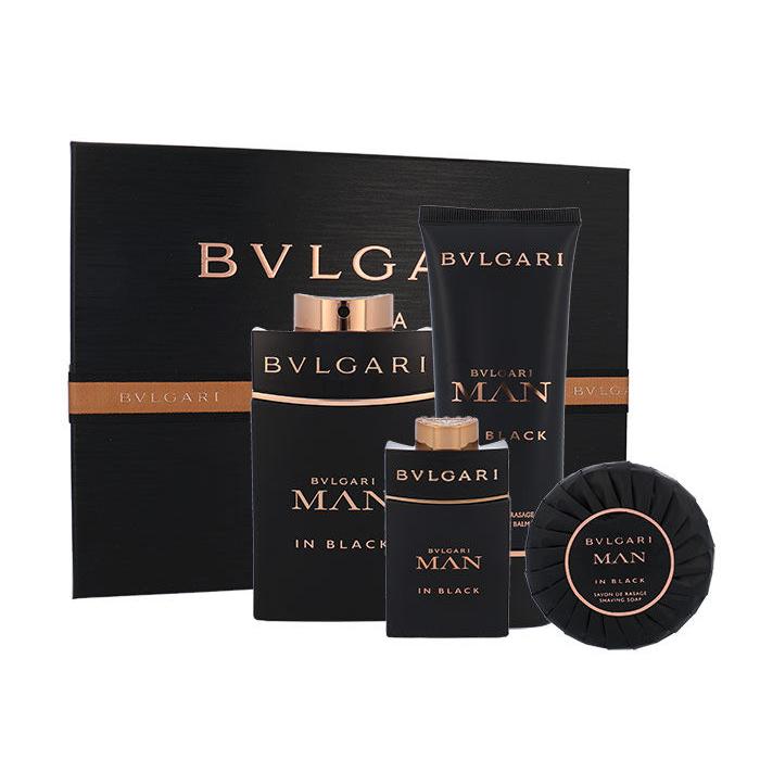 Bvlgari Man In Black Σετ δώρου EDP 100 ml + EDP 15 ml + βάλσαμο για μετό το ξύρισμα  100 ml +σαπούνι ξυρίσματος 100 g