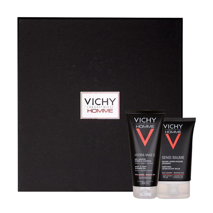 Vichy Homme Sensi-Baume Ca Σετ δώρου βάλσαμο για μετά το ξύρισμα Sensi-Baume Ca 75 ml + αφρόλουτρο για το σώμα και τα μαλλιάHydra-Mag C 200 ml