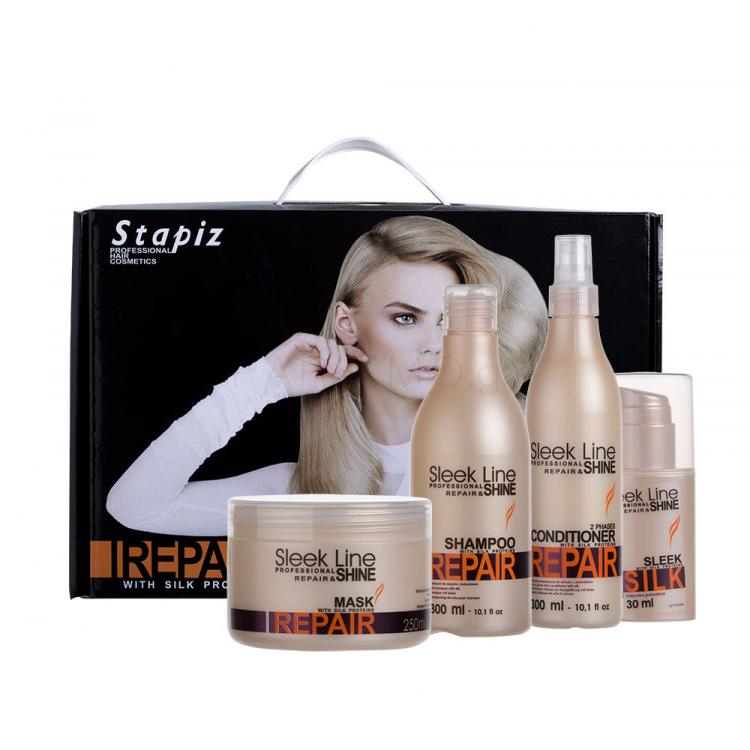 Stapiz Sleek Line Repair Σετ δώρου σαμπουάν  300 ml + διφασικό βάλσαμο 300 ml + μάσκα μαλλιών  250 ml +βάλσαμο  Sleek Silk 30 ml
