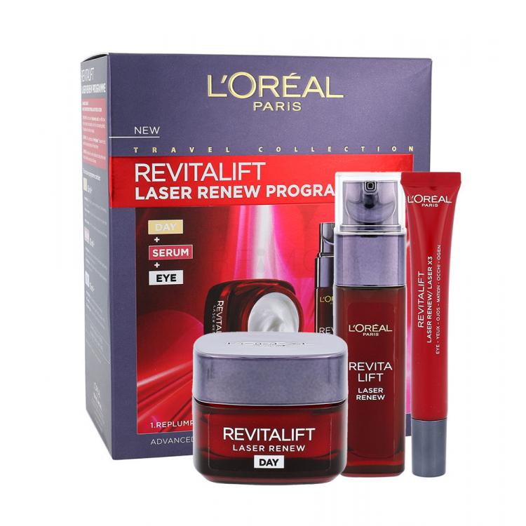L&#039;Oréal Paris Revitalift Laser Renew Σετ δώρου ημερήσια φροντίδα προσώπου 50 ml + ορός προσώπου  30 ml + κρέμα ματίων  15 ml