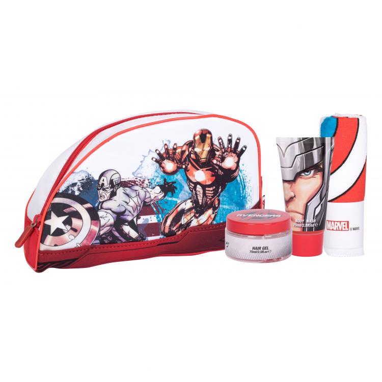 Marvel Avengers Σετ δώρου αφρόλουτρο  75 ml + τζελ μαλλιών  75 ml + πετσέτα  + καλλυντική τσάντα