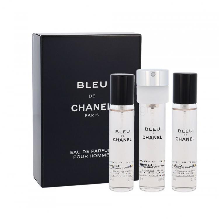 Chanel Bleu de Chanel 3x 20 ml Eau de Parfum για άνδρες Συσκευασία &quot;γεμίσματος&quot; 60 ml