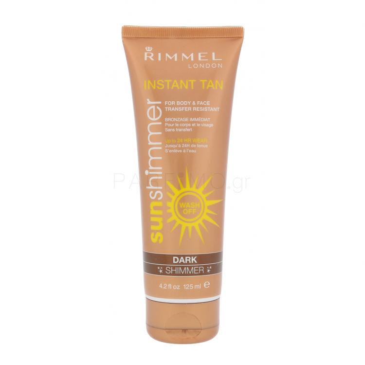 Rimmel London Sun Shimmer Instant Tan Self Tan για γυναίκες 125 ml Απόχρωση Dark Shimmer